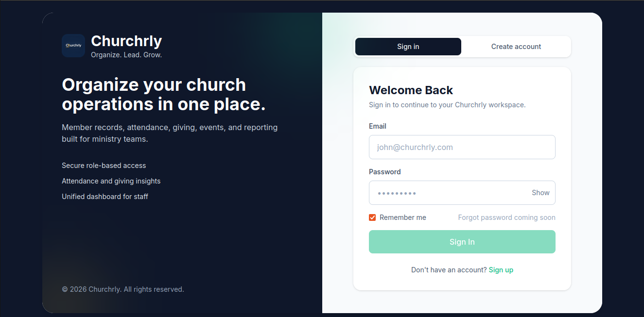 Churchrly Platform preview
